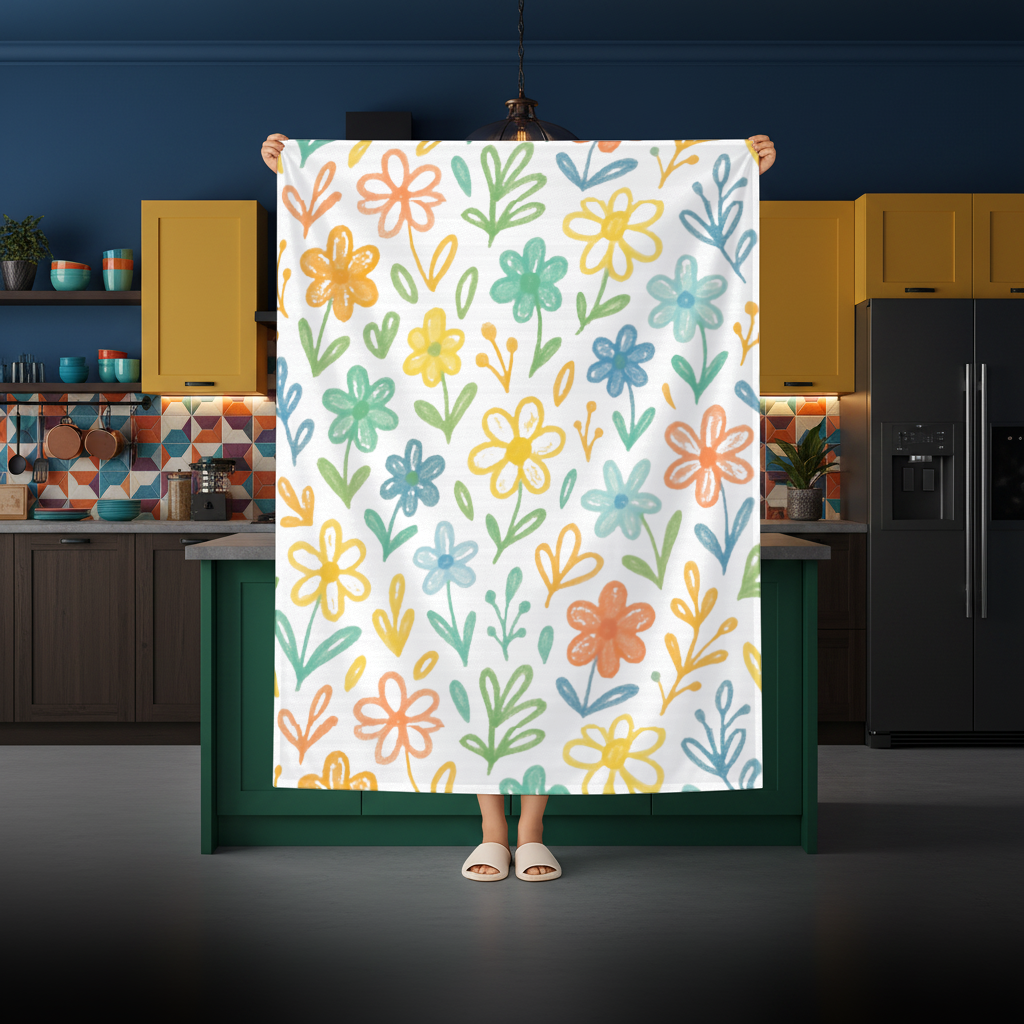 Colorful Boho Wildflowers Rectangular Tablecloth