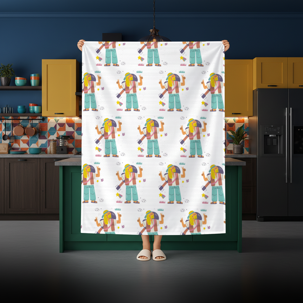 Retro Hippie Character Rectangular Tablecloth