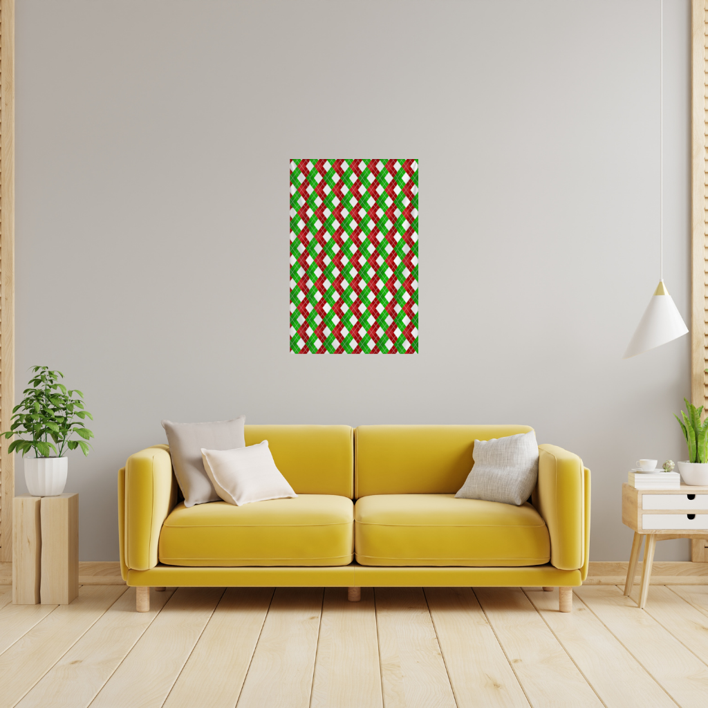 Red Green Argyle Plaid Background Pattern Wall Tapestry