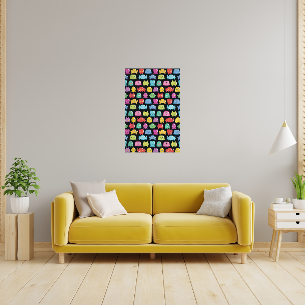 Cute Colorful Monsters Seamless Pattern Wall Tapestry