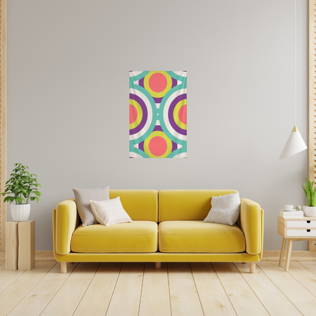 Colorful Geometric Circle Pattern Wall Tapestry
