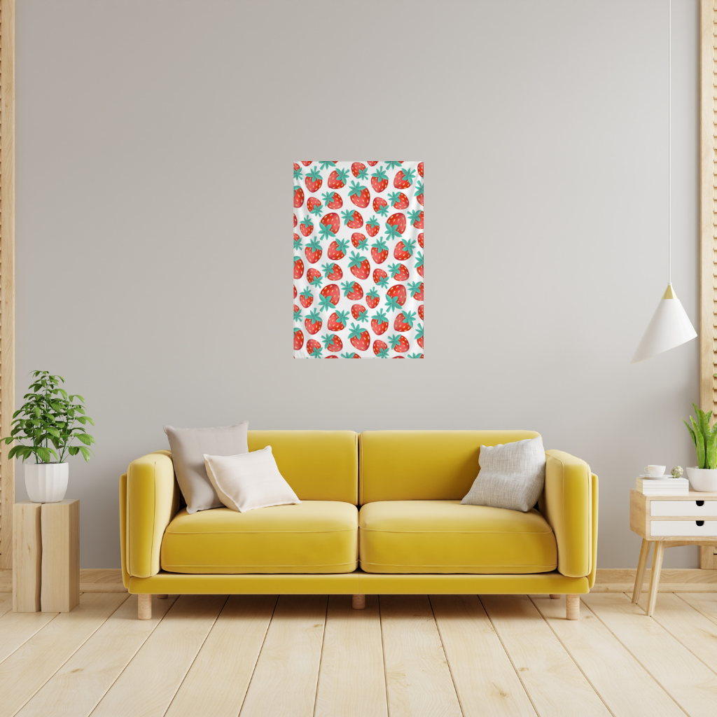 Vibrant Red Strawberry Summer Pattern Wall Tapestry