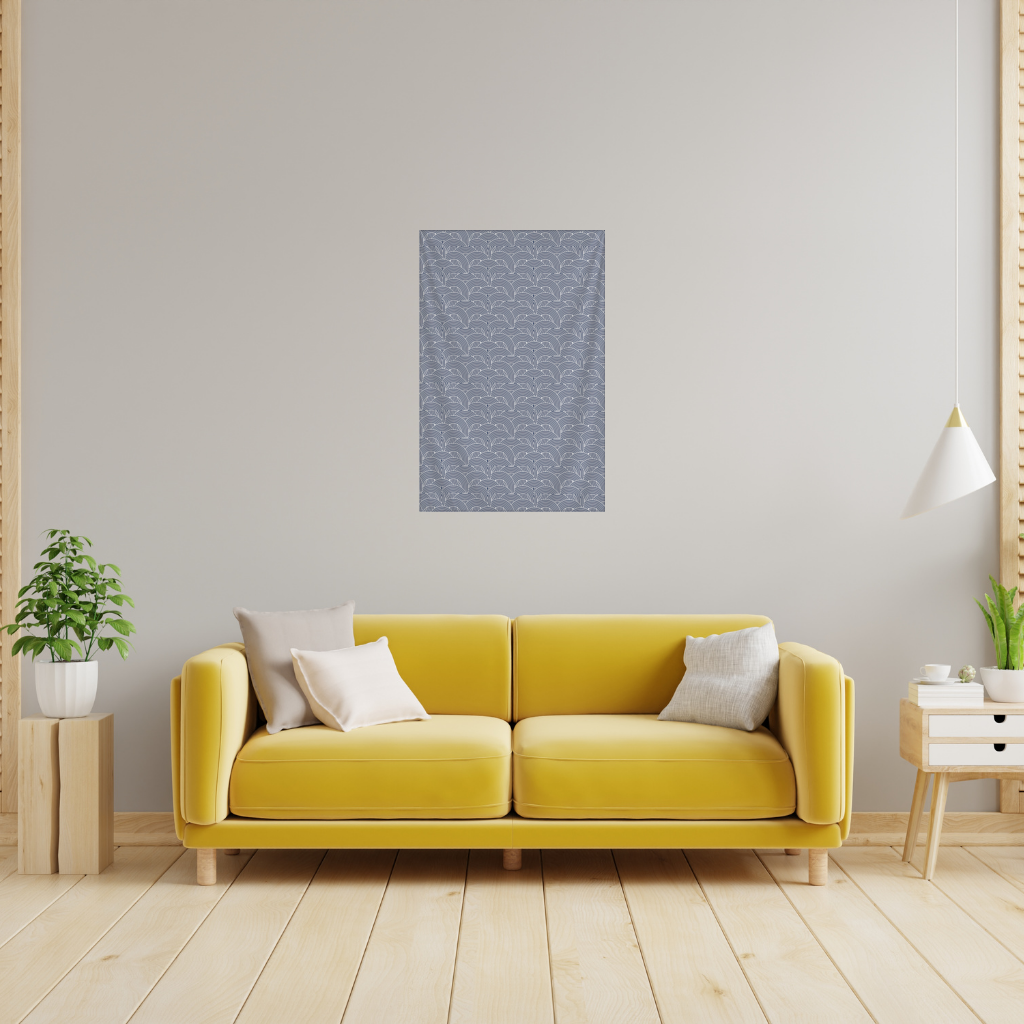 Navy and White Semi Circle Geometric Pattern Wall Tapestry