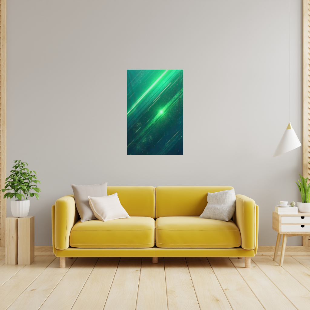 Green bright strips on black background. Wall Tapestry