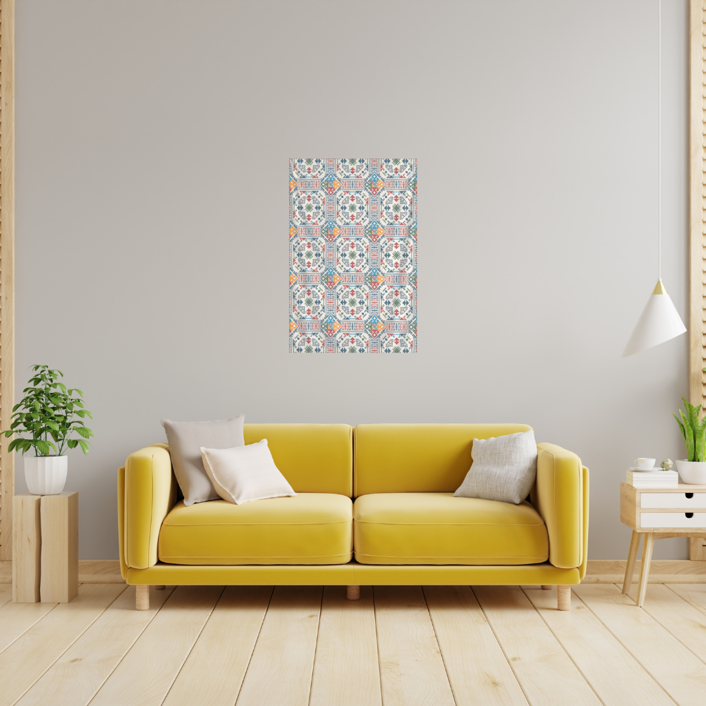 Multicolor Ethnic Geometric Motif Wall Tapestry