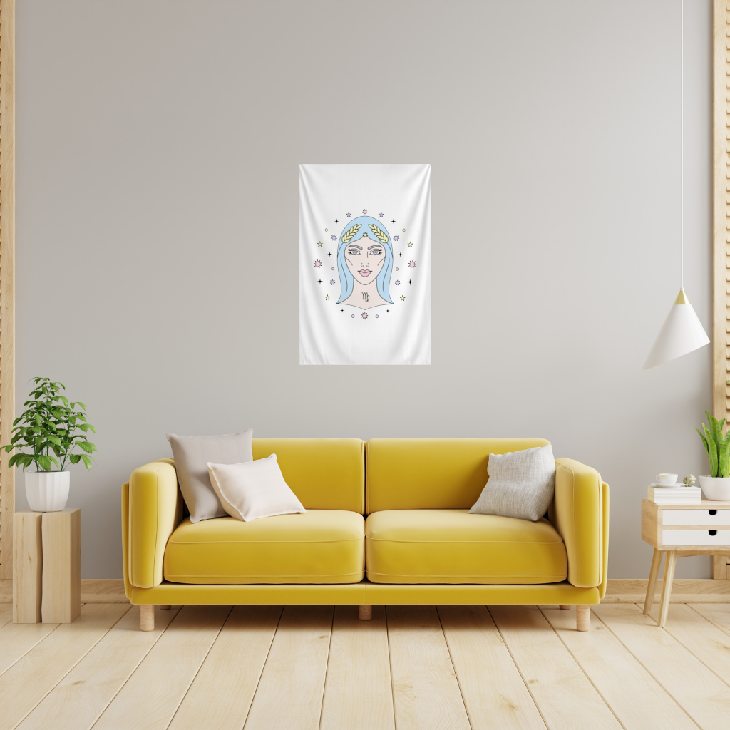 Virgo Zodiac Mystical Woman and Stars Wall Tapestry