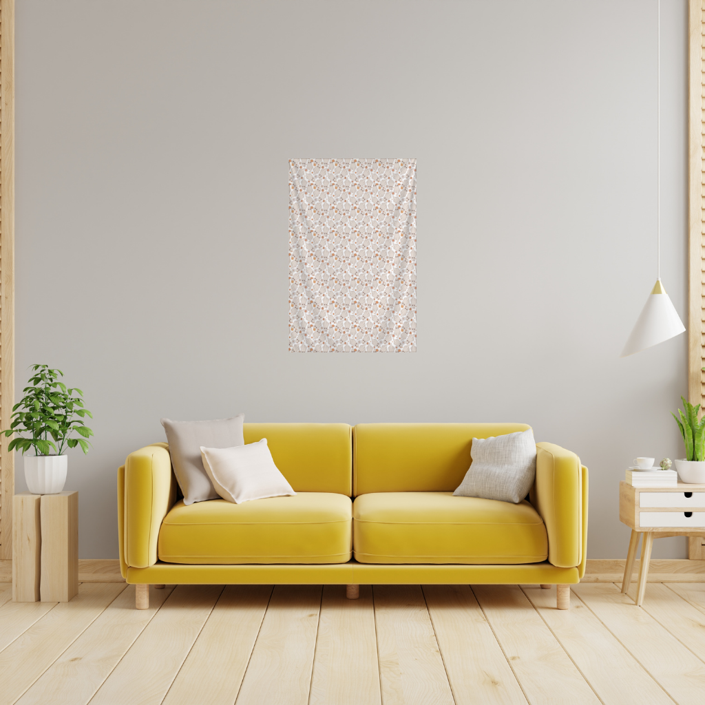 Retro Floral Cute Ghost Seamless Pattern Wall Tapestry