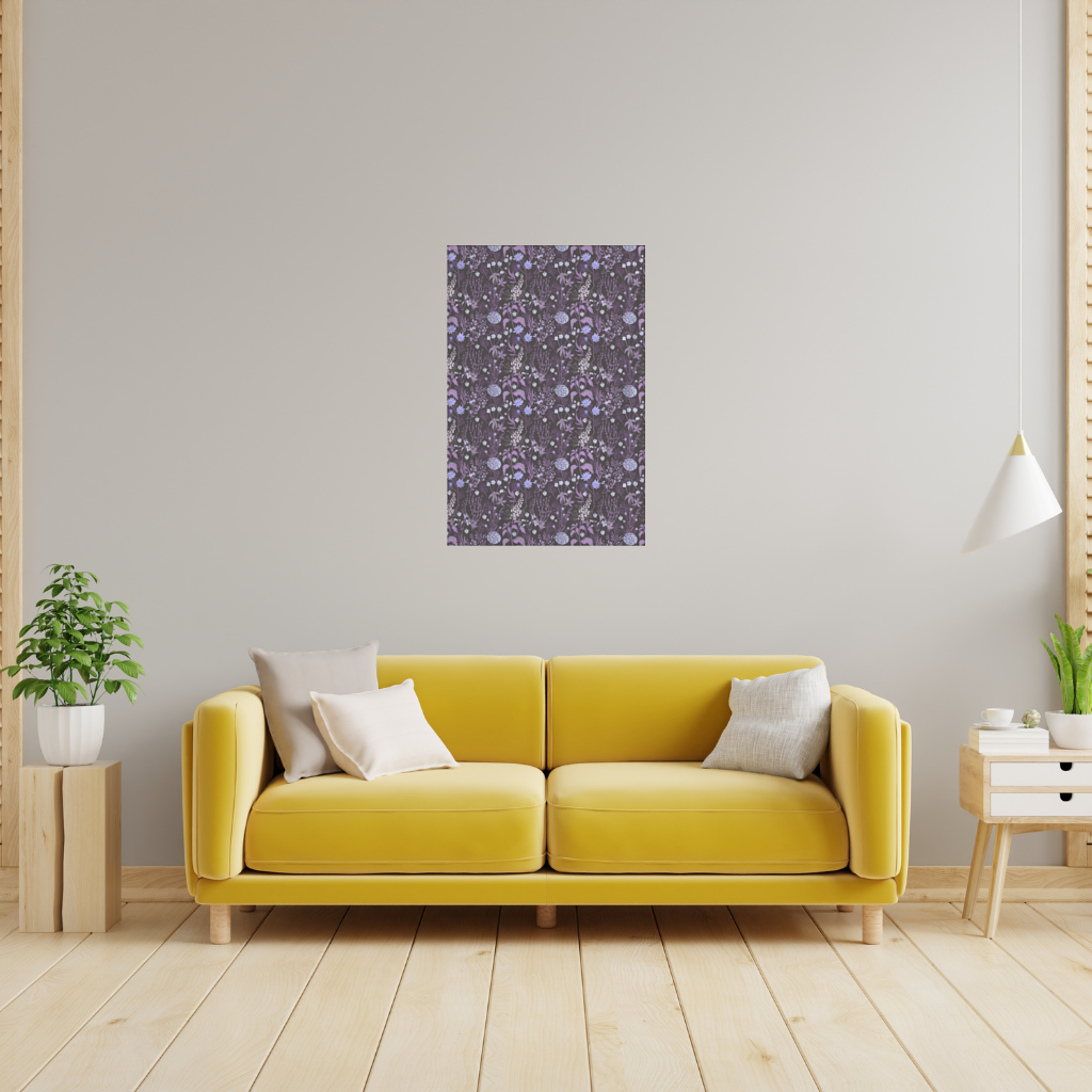 Purple Gothic Botanical Wall Tapestry