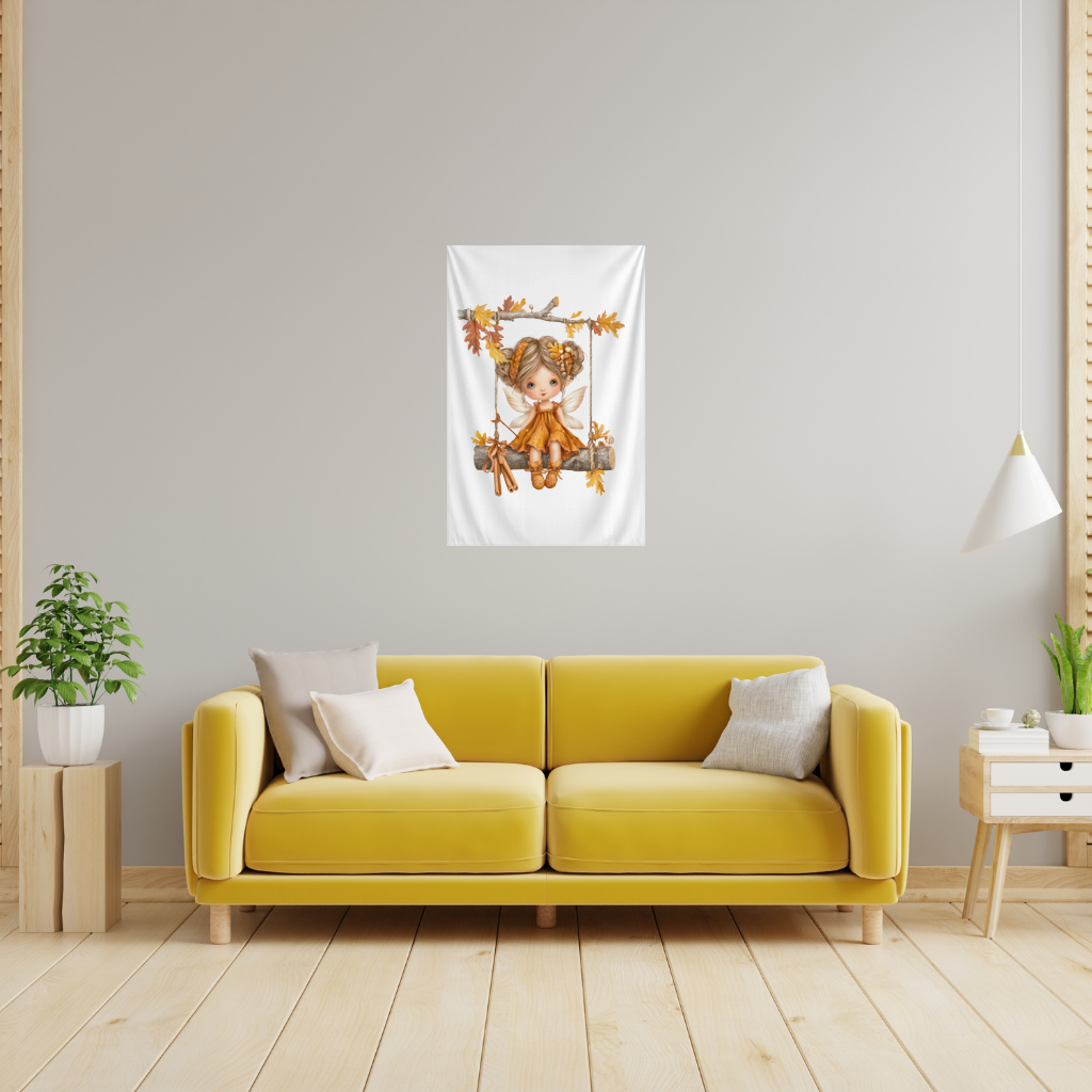 Whimsical Autumn Forest Fairy Wall Tapestry