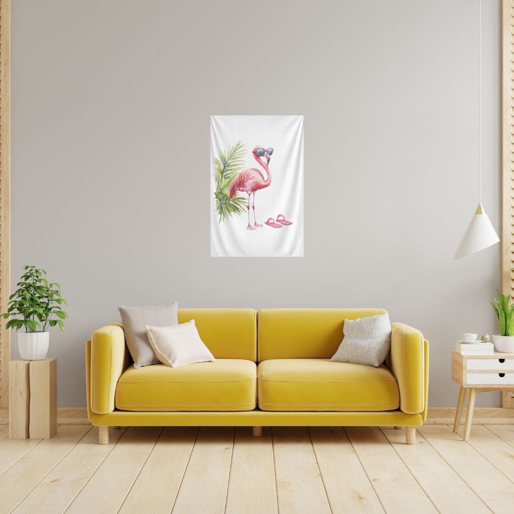 Pink Flamingo with Sunglasses Wall Tapestry