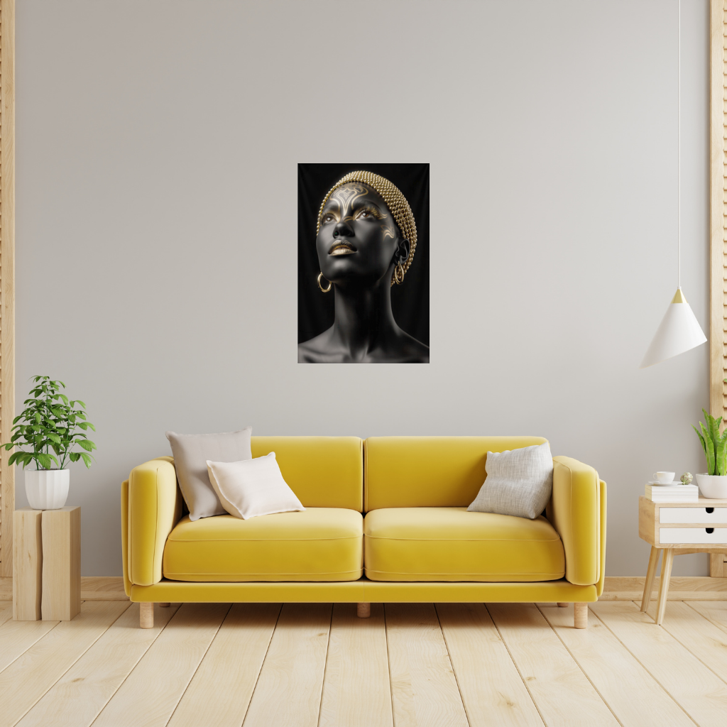 Gold Afrofuturistic Black Woman Wall Tapestry