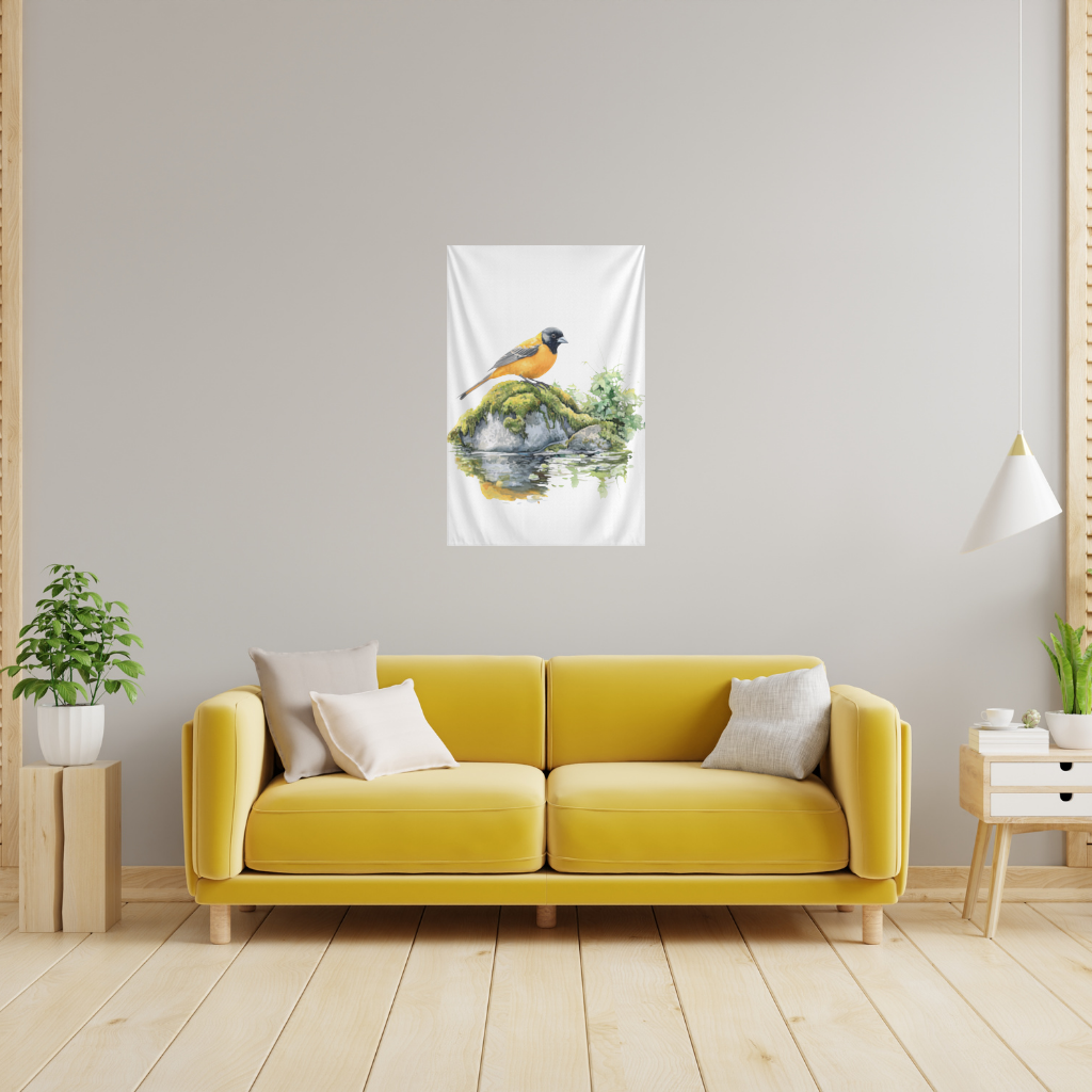 Orange Baltimore Oriole Bird Wall Tapestry