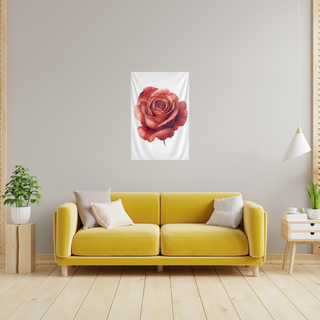 Crimson Red Rose Wall Tapestry