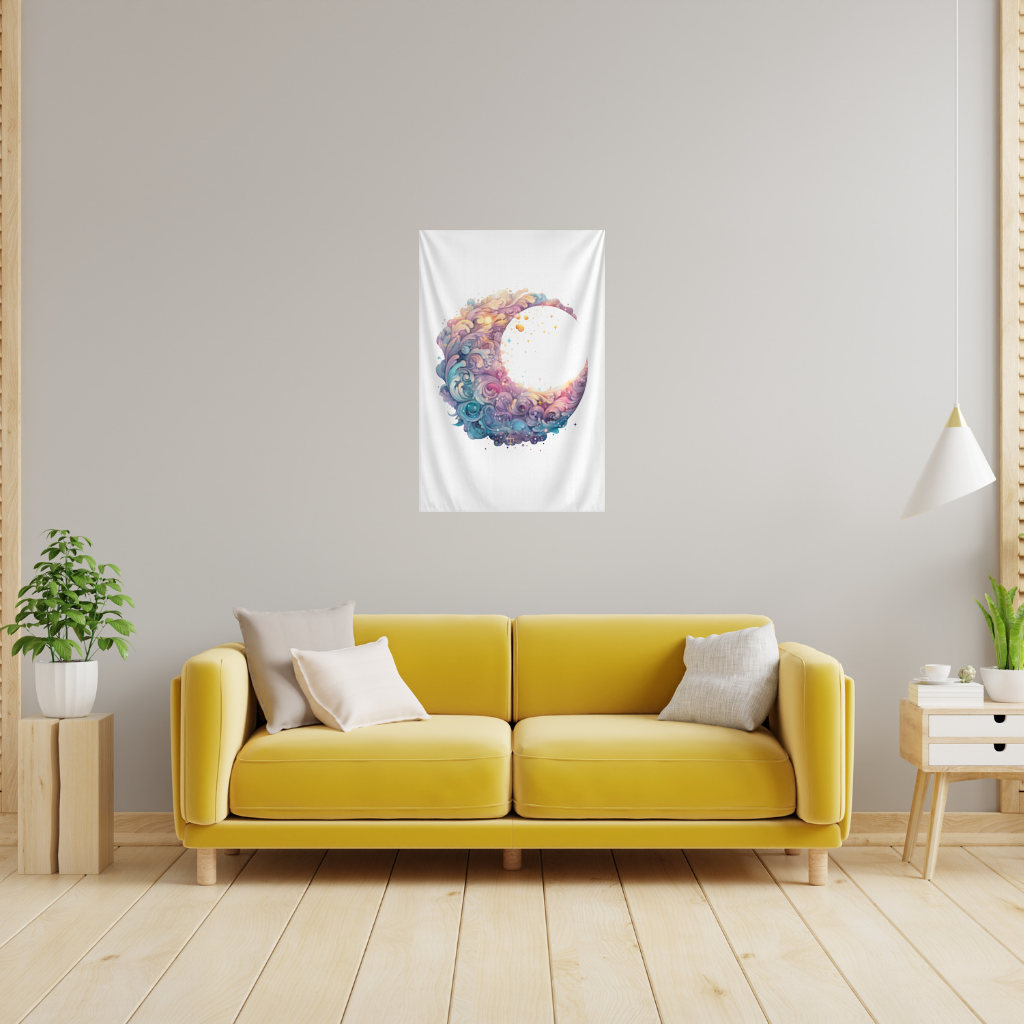 Colorful Swirled Celestial Moon Wall Tapestry