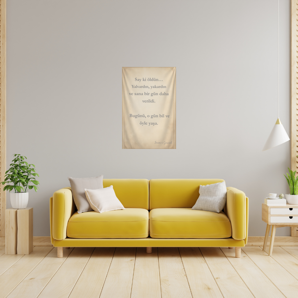 Imam Al-Ghazali Meaningful Quote Say ki öldün... Wall Tapestry