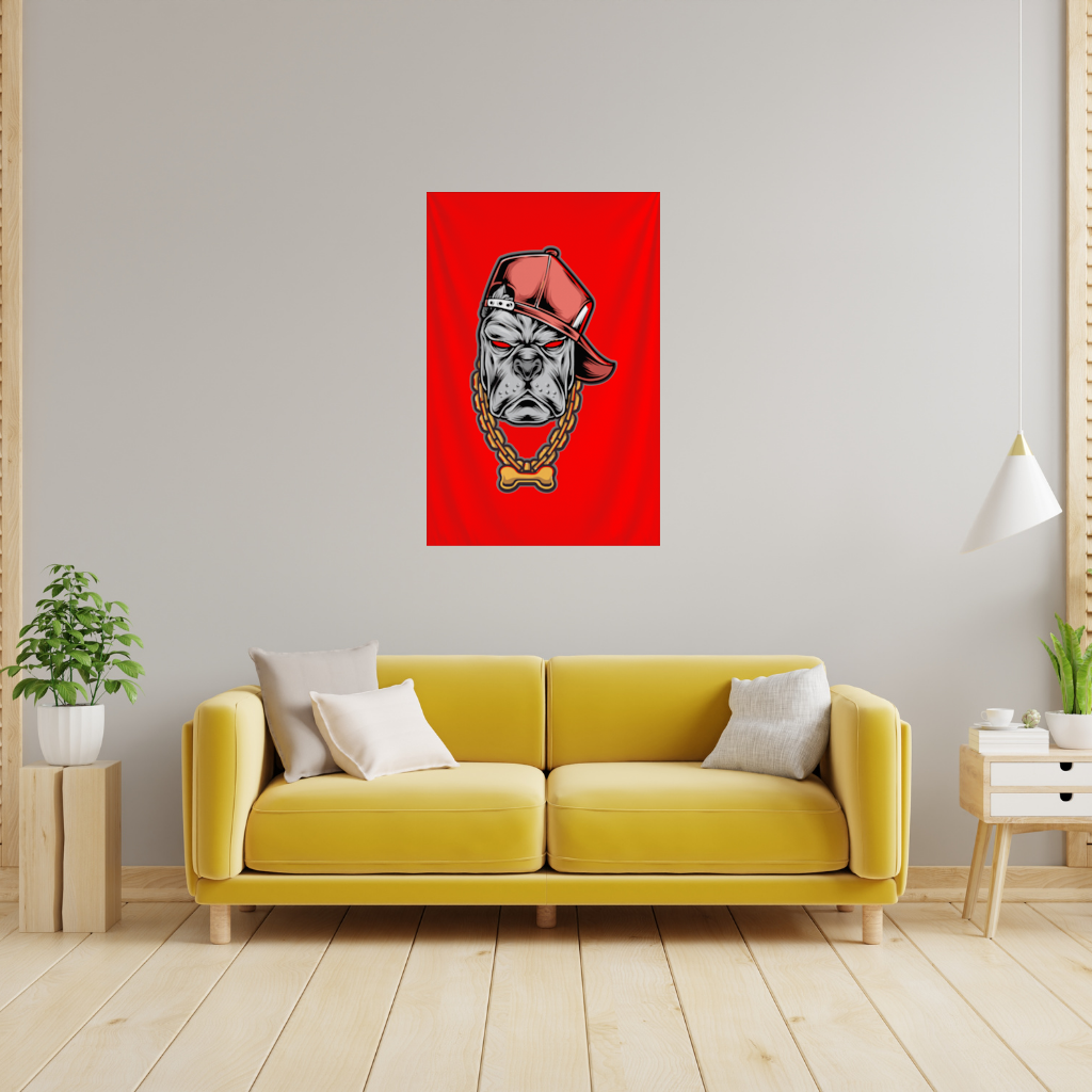 Hip Hop Style Gangster Dog Illustration Wall Tapestry