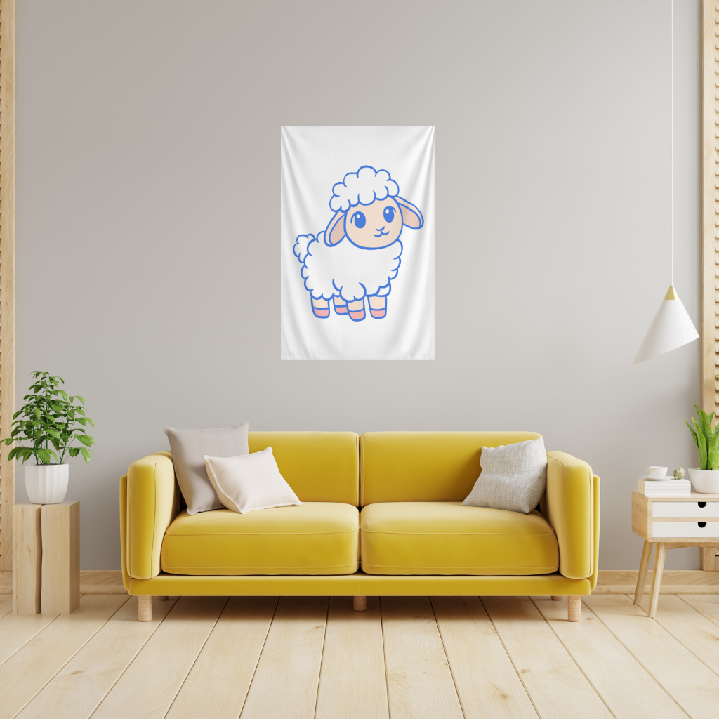 Sevimli Kawaii Kuzu Duvar Örtüsü