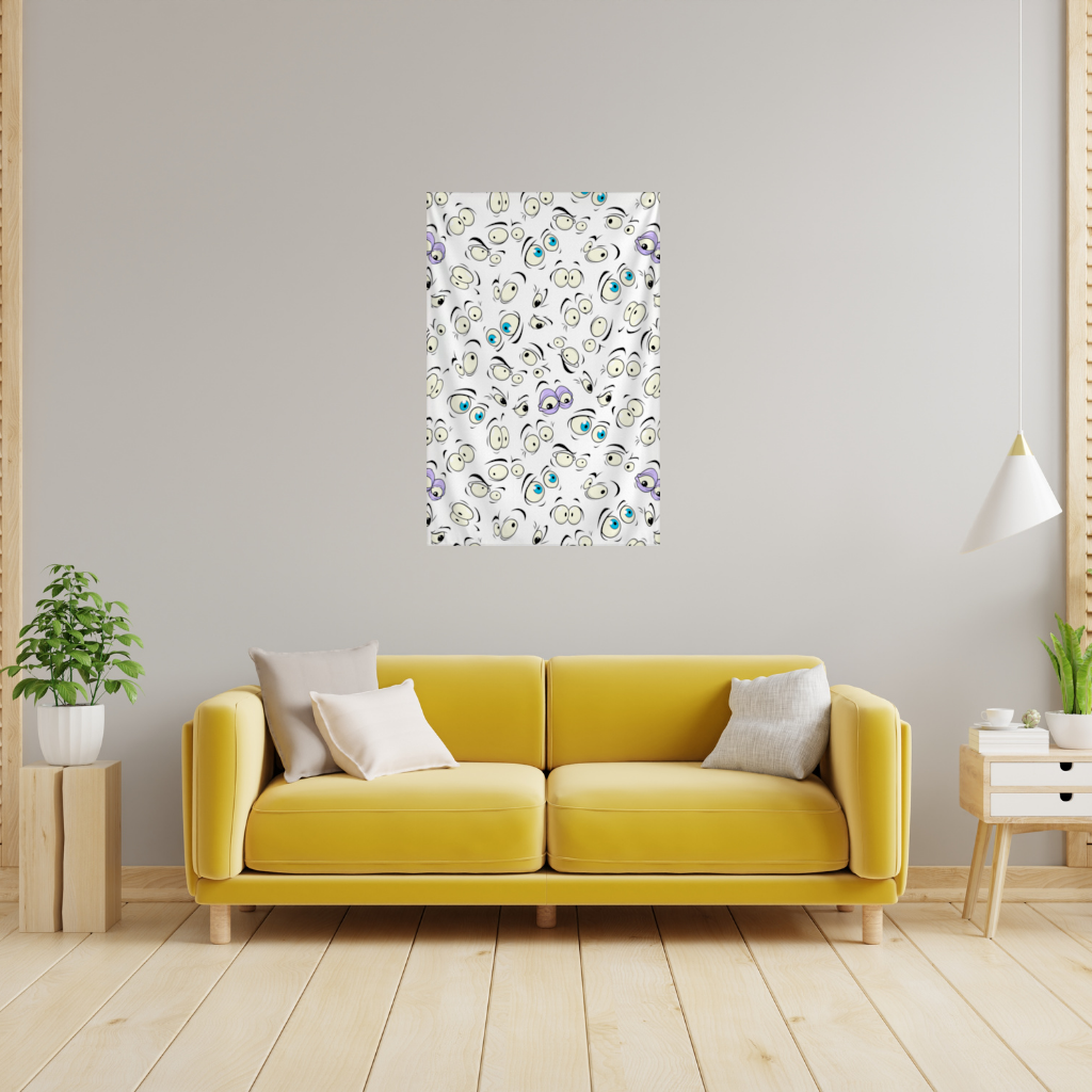 Funny Cartoon Eyes Pattern Wall Tapestry