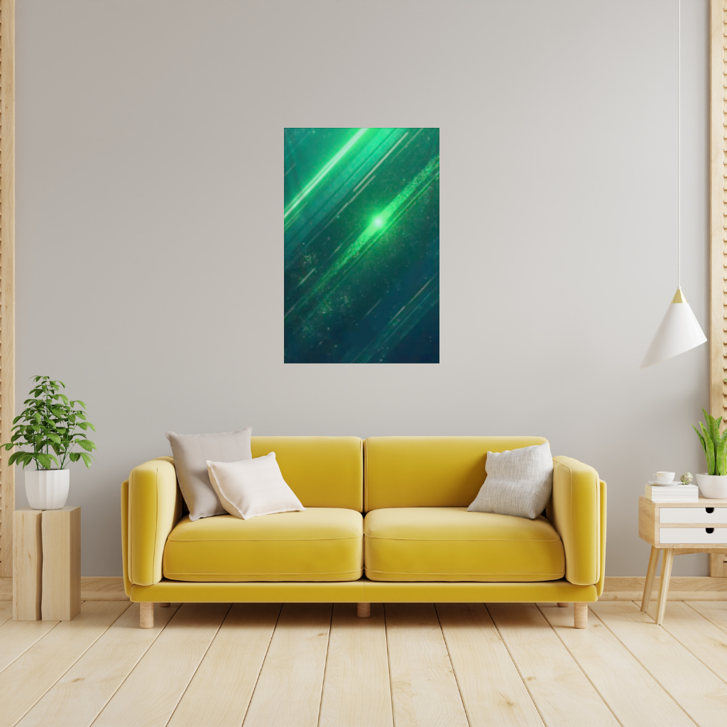 Green bright strips on black background. Wall Tapestry