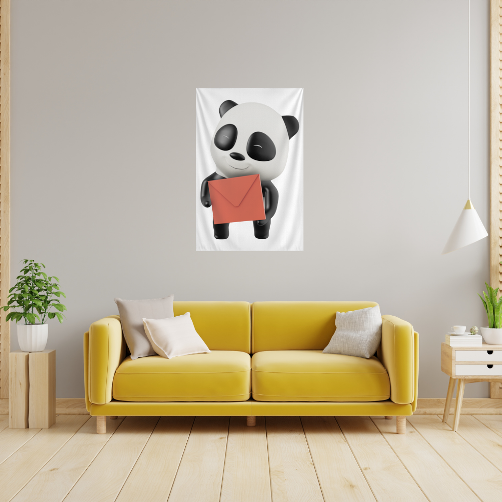 Happy Panda Character Holding Red Envelope Wall Tapestry