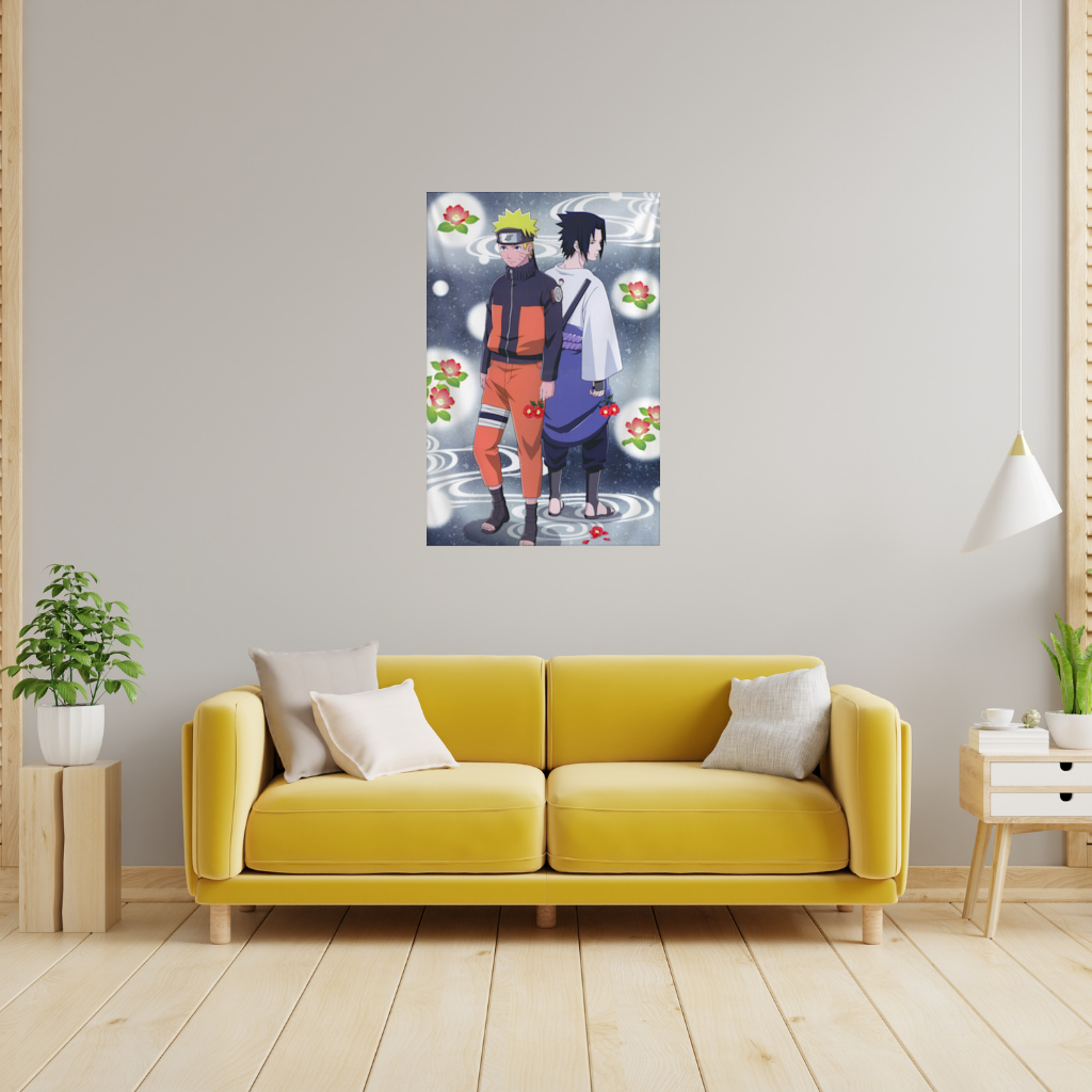 Two Rival Warriors with Red Camellias Wall Tapestry