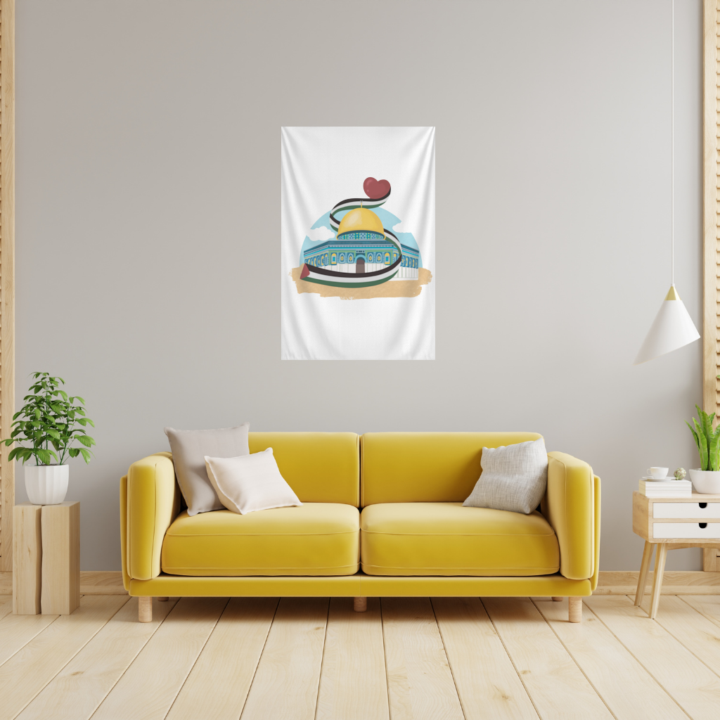 Kubbet-üs Sahra with the Palestinian flag and a heart Wall Tapestry
