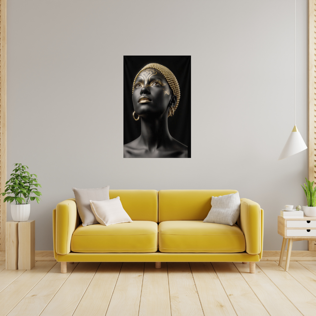Gold Afrofuturistic Black Woman Wall Tapestry