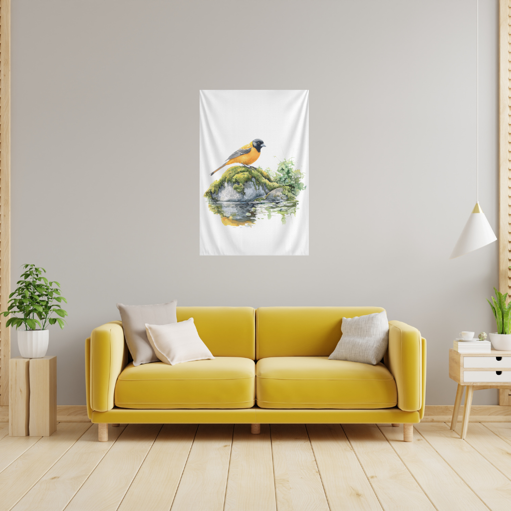 Orange Baltimore Oriole Bird Wall Tapestry