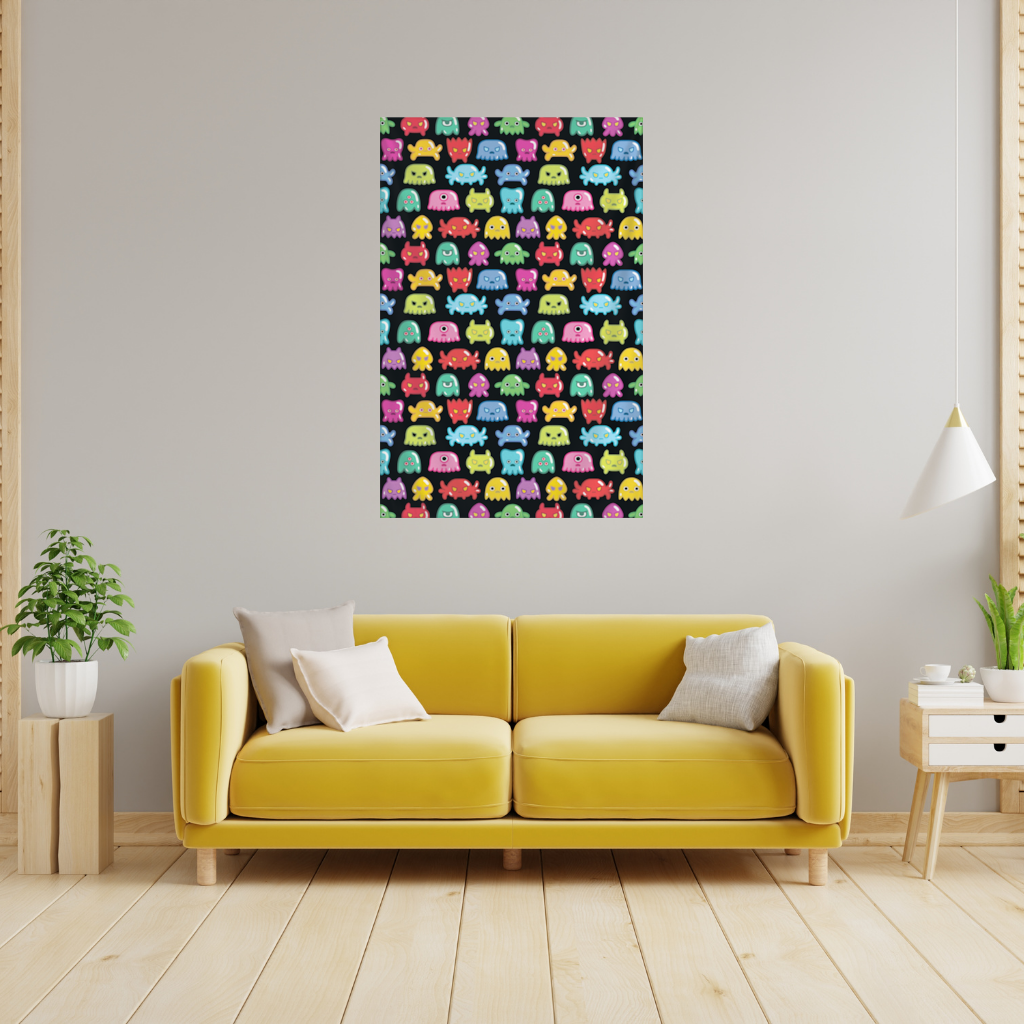 Cute Colorful Monsters Seamless Pattern Wall Tapestry