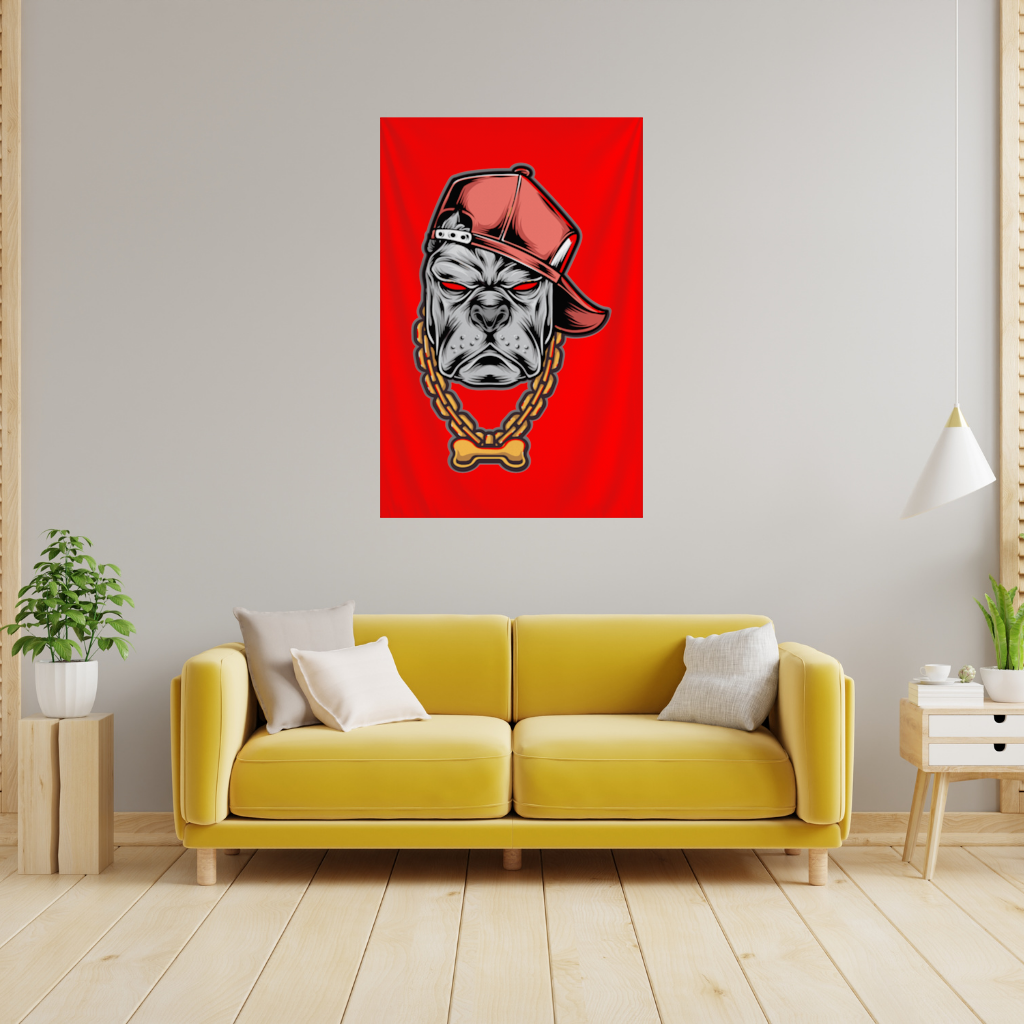 Hip Hop Tarzı Gangster Köpek İllüstrasyonu Duvar Örtüsü