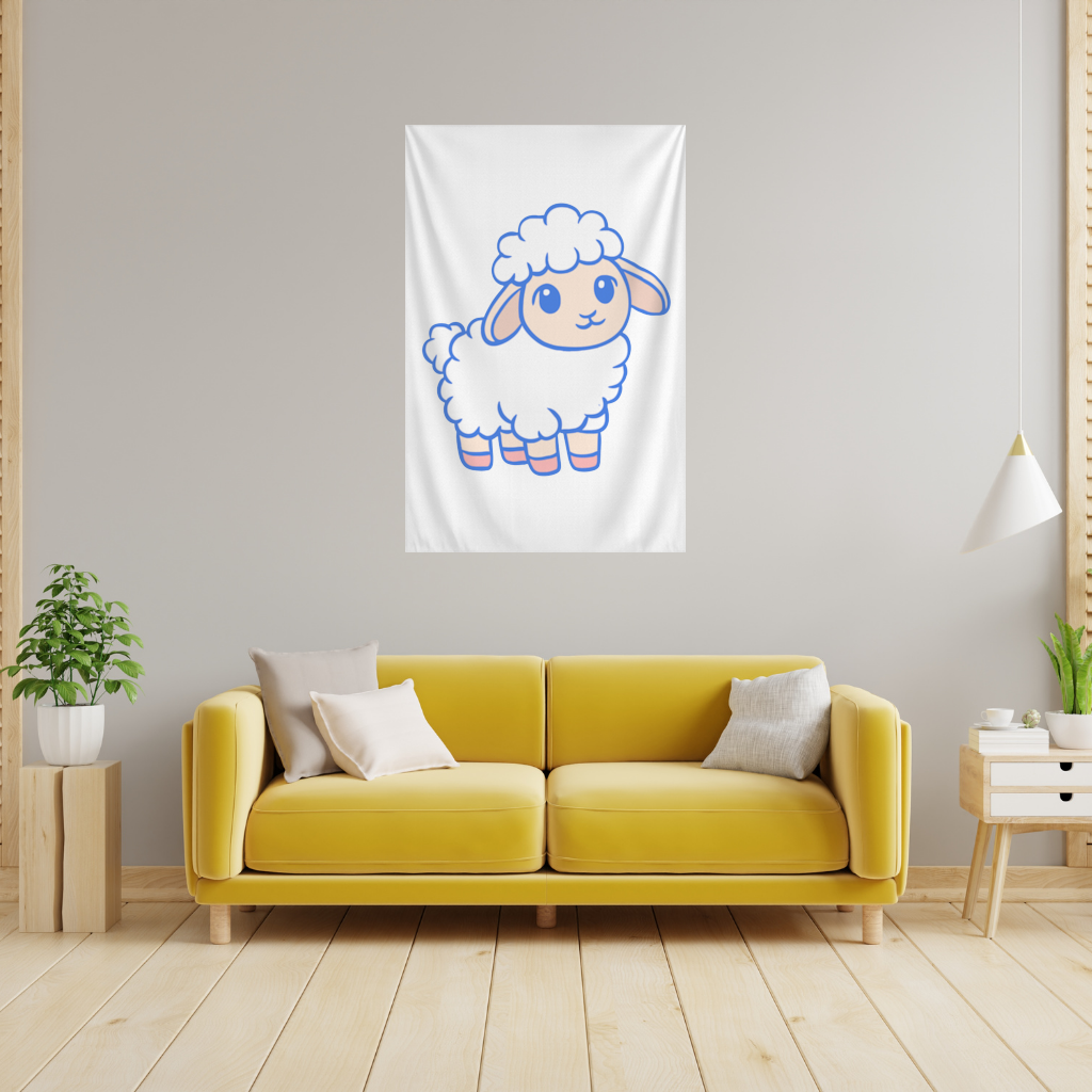 Sevimli Kawaii Kuzu Duvar Örtüsü