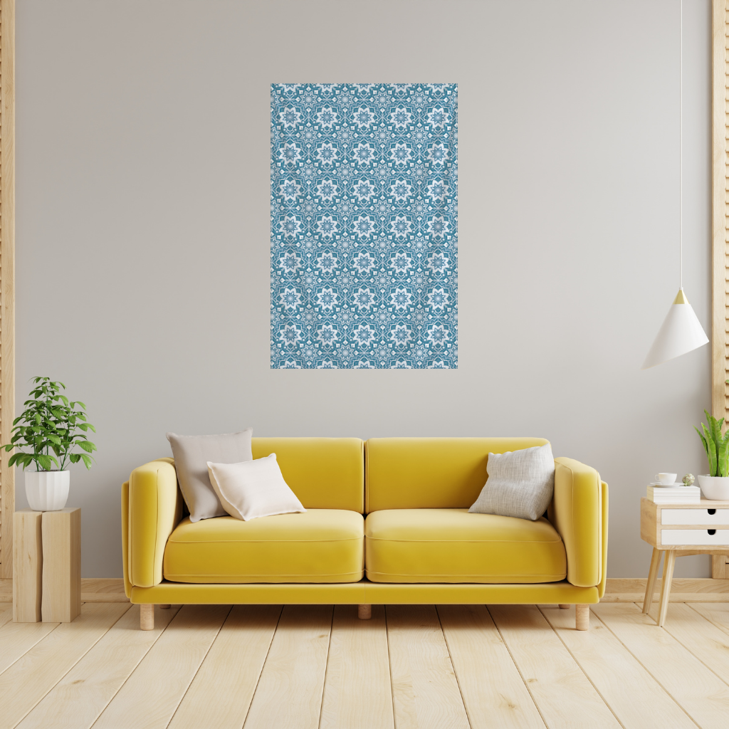 Elegant Blue Mandala Pattern Wall Tapestry