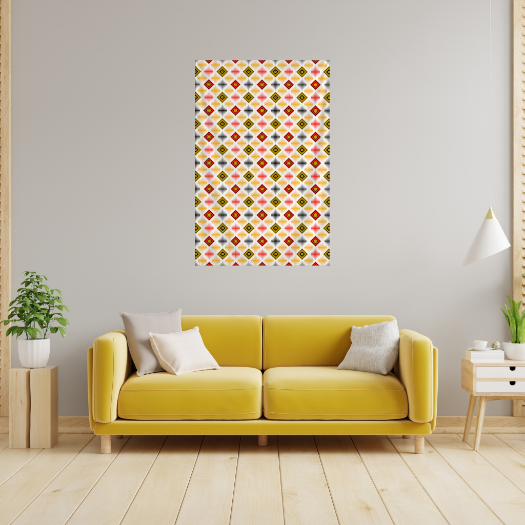 Canlı Etnik Geometrik Motif Duvar Örtüsü