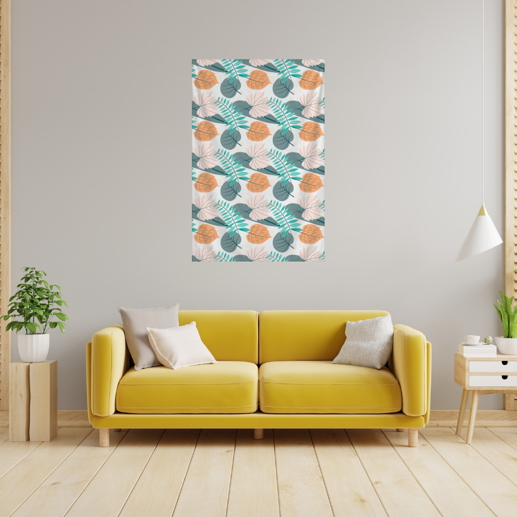 Modern Tropical Leaves Wall Tapestry