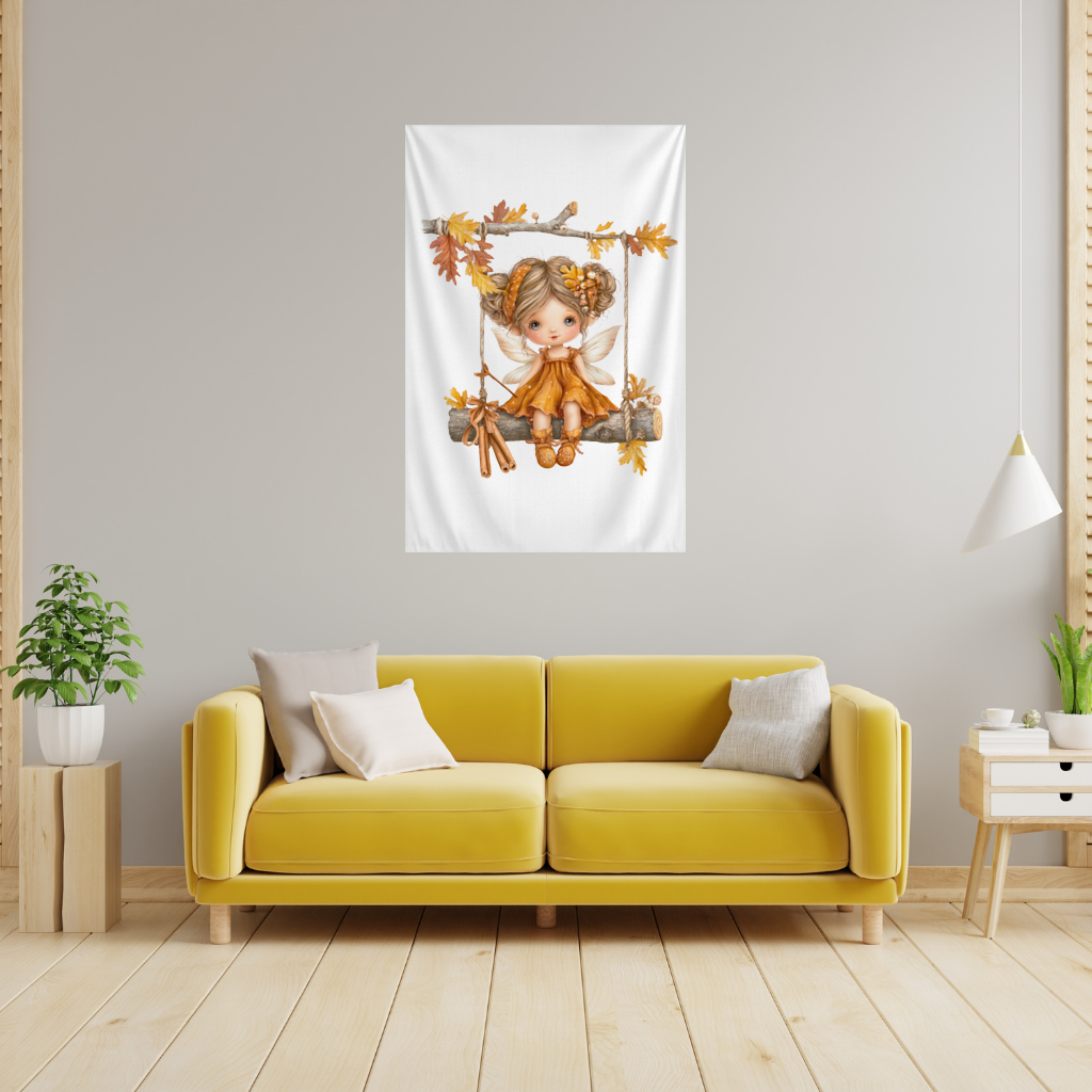 Whimsical Autumn Forest Fairy Wall Tapestry
