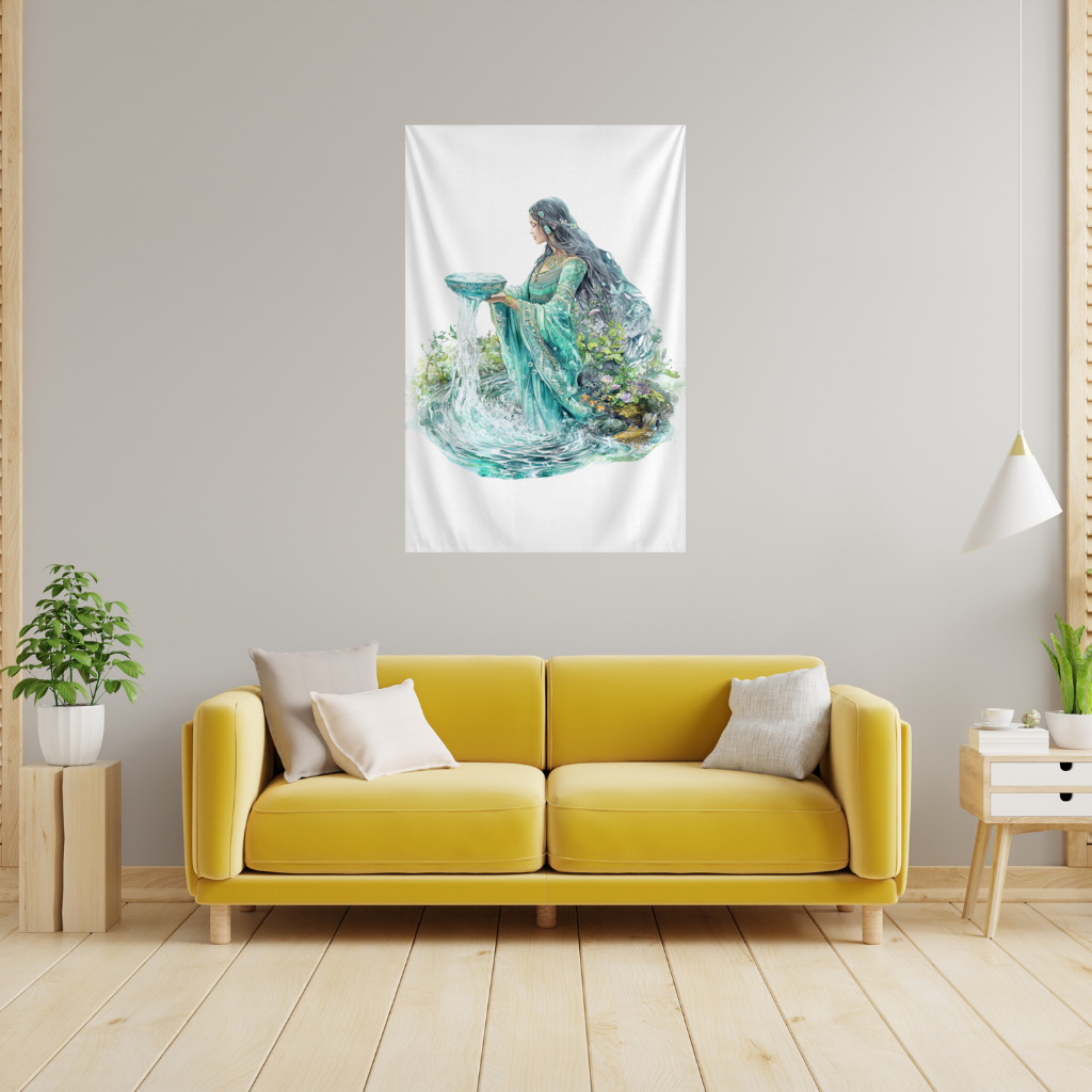 Ethereal Water Goddess Wall Tapestry
