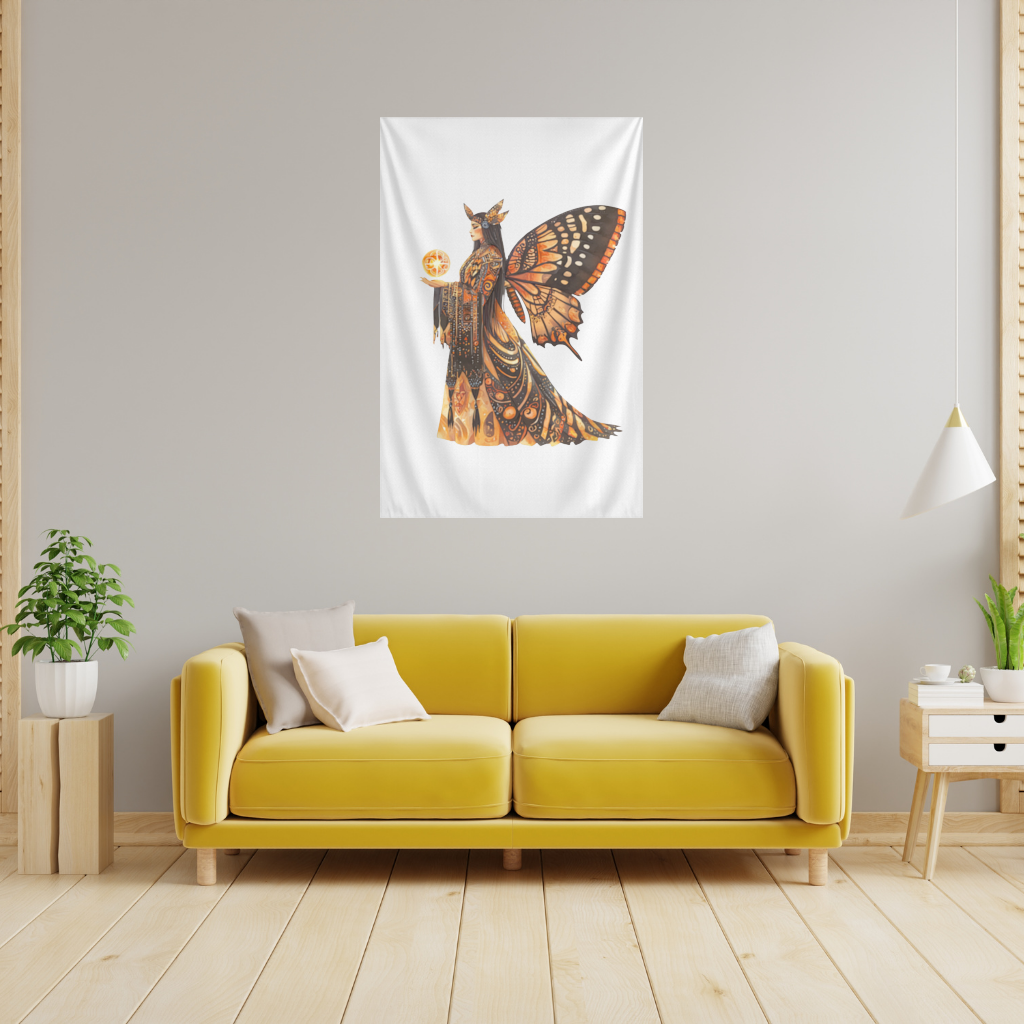 Monarch Butterfly Winged Goddess Wall Tapestry