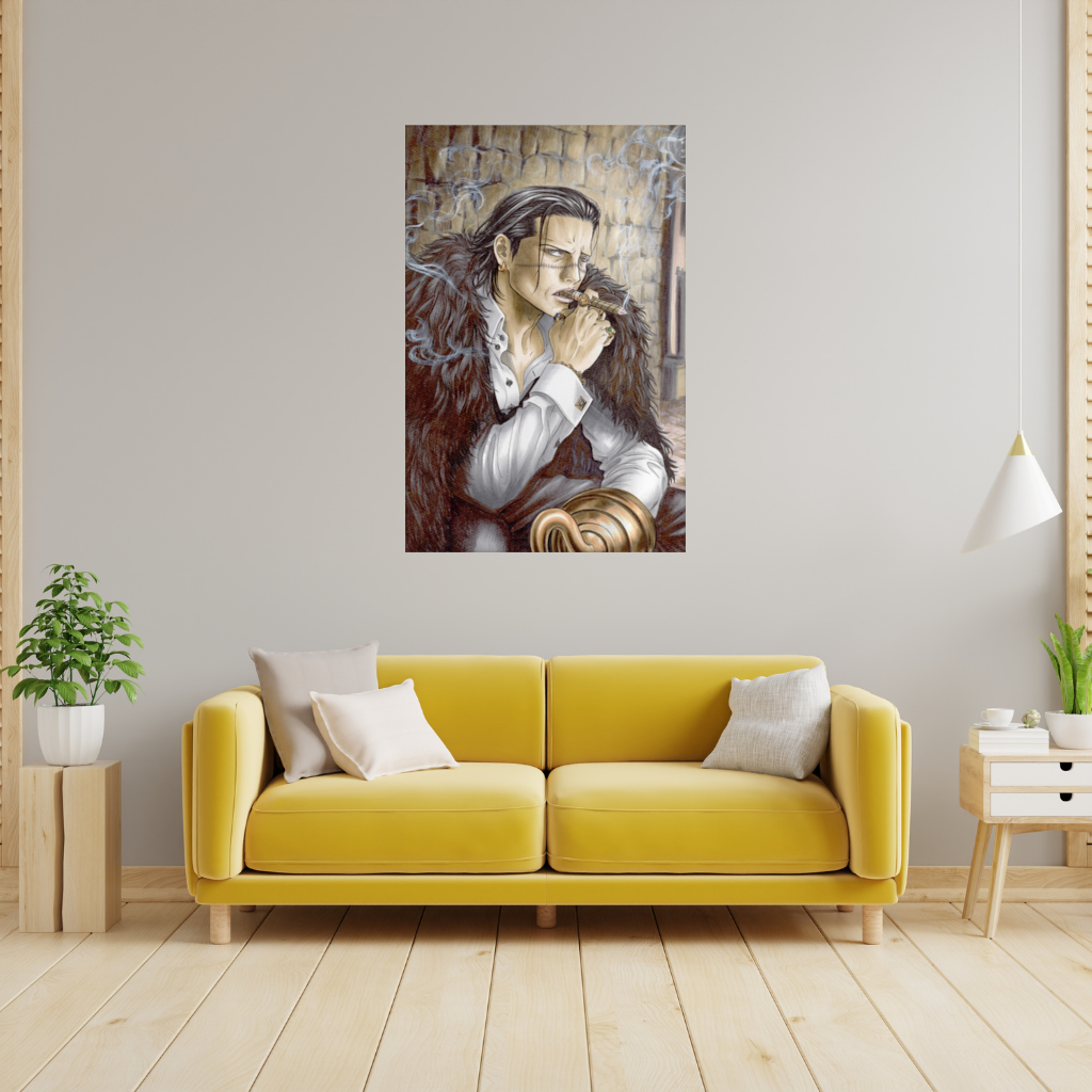 Mysterious Mafia Boss with Gold Hook Wall Tapestry