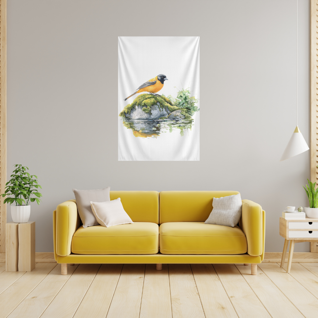 Orange Baltimore Oriole Bird Wall Tapestry