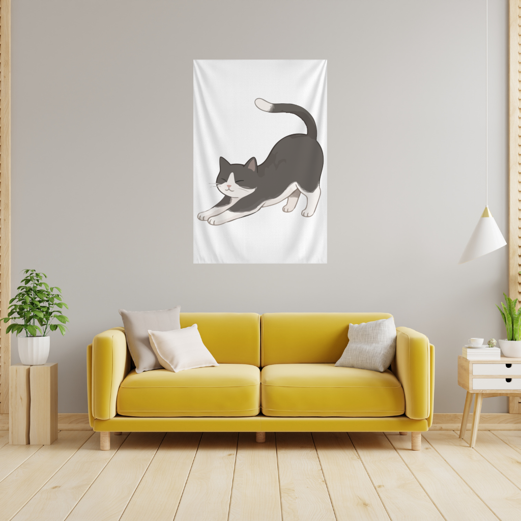 Esneyen Smokin Kedi Duvar Örtüsü