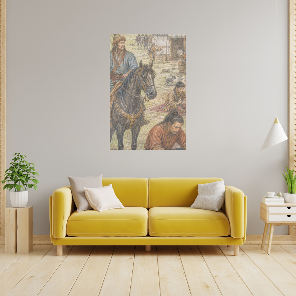 Blacksmiths of the Steppe Ancient Nomadic Camp Art Wall Tapestry