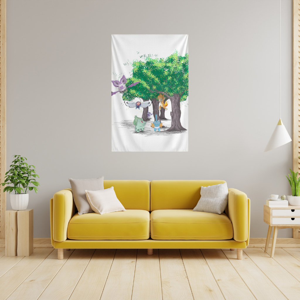 Fanmade Fakemon Characters, happy friends, anime characters Wall Tapestry