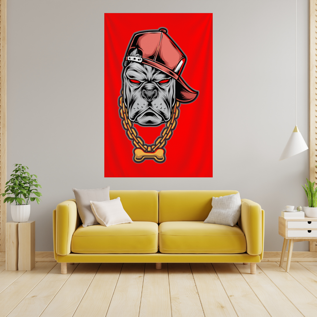 Hip Hop Style Gangster Dog Illustration Wall Tapestry
