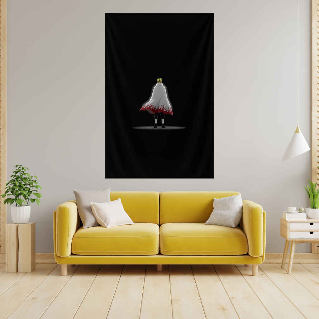Power from Darkness Naruto Uzumaki Hokage Silhouette Wall Tapestry