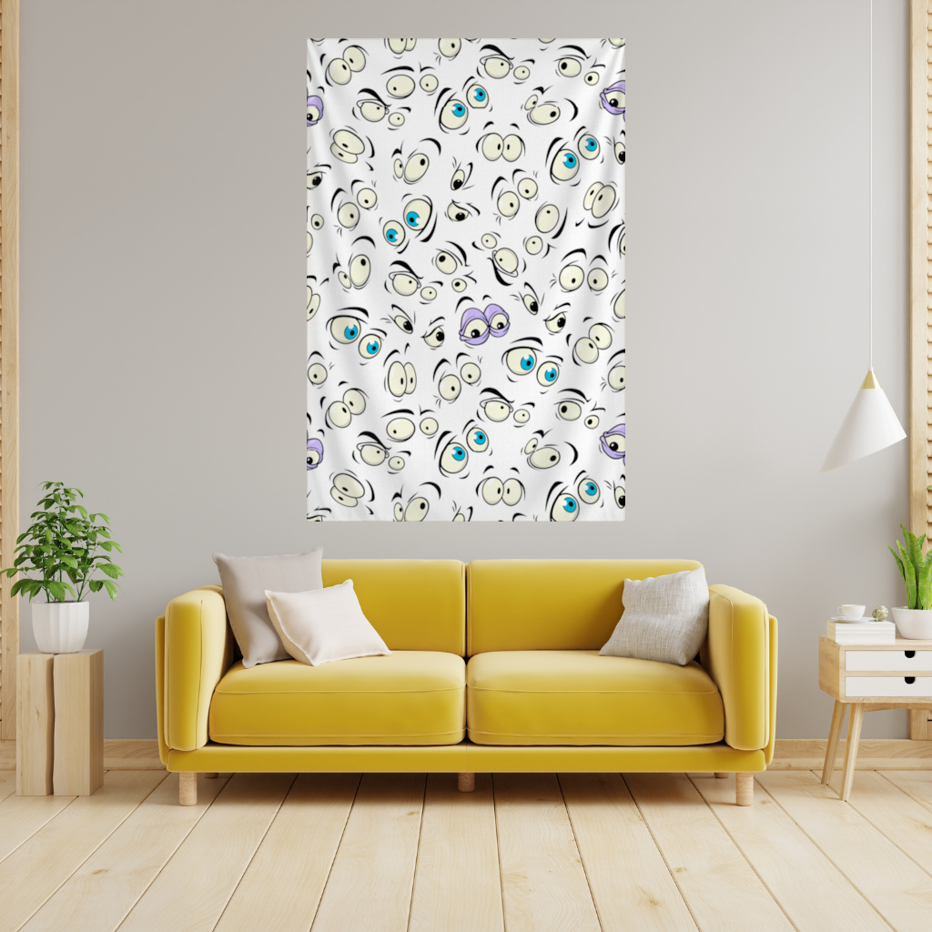 Funny Cartoon Eyes Pattern Wall Tapestry