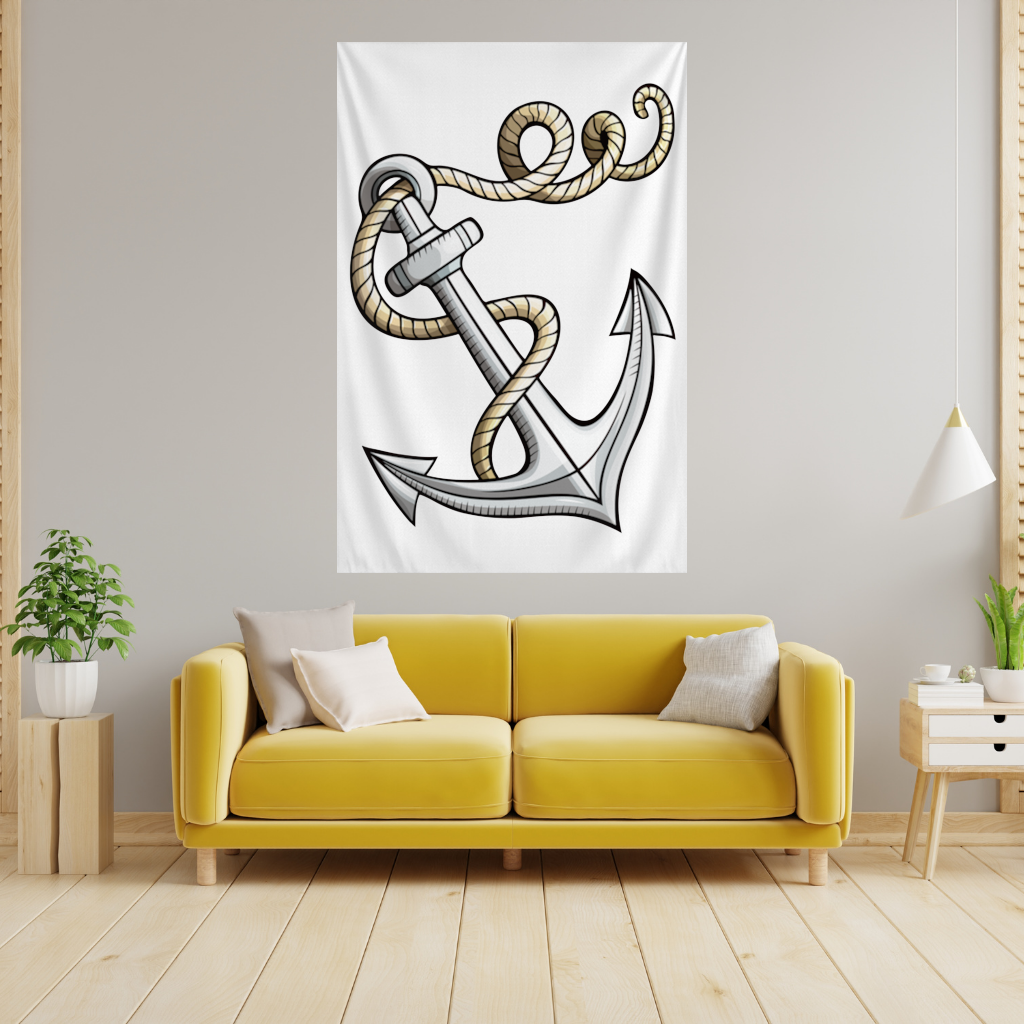 Sailor Anchor with Rope Tattoo Art Wall Tapestry