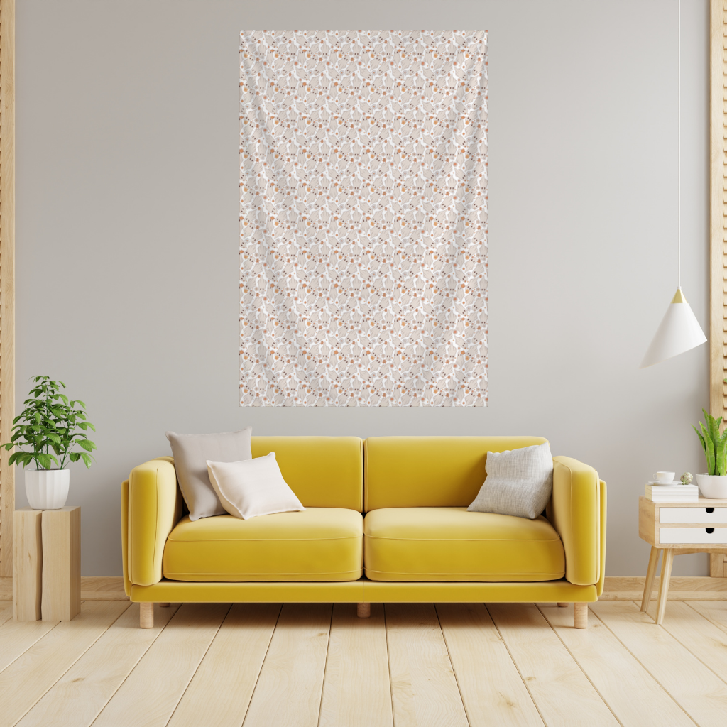 Retro Floral Cute Ghost Seamless Pattern Wall Tapestry