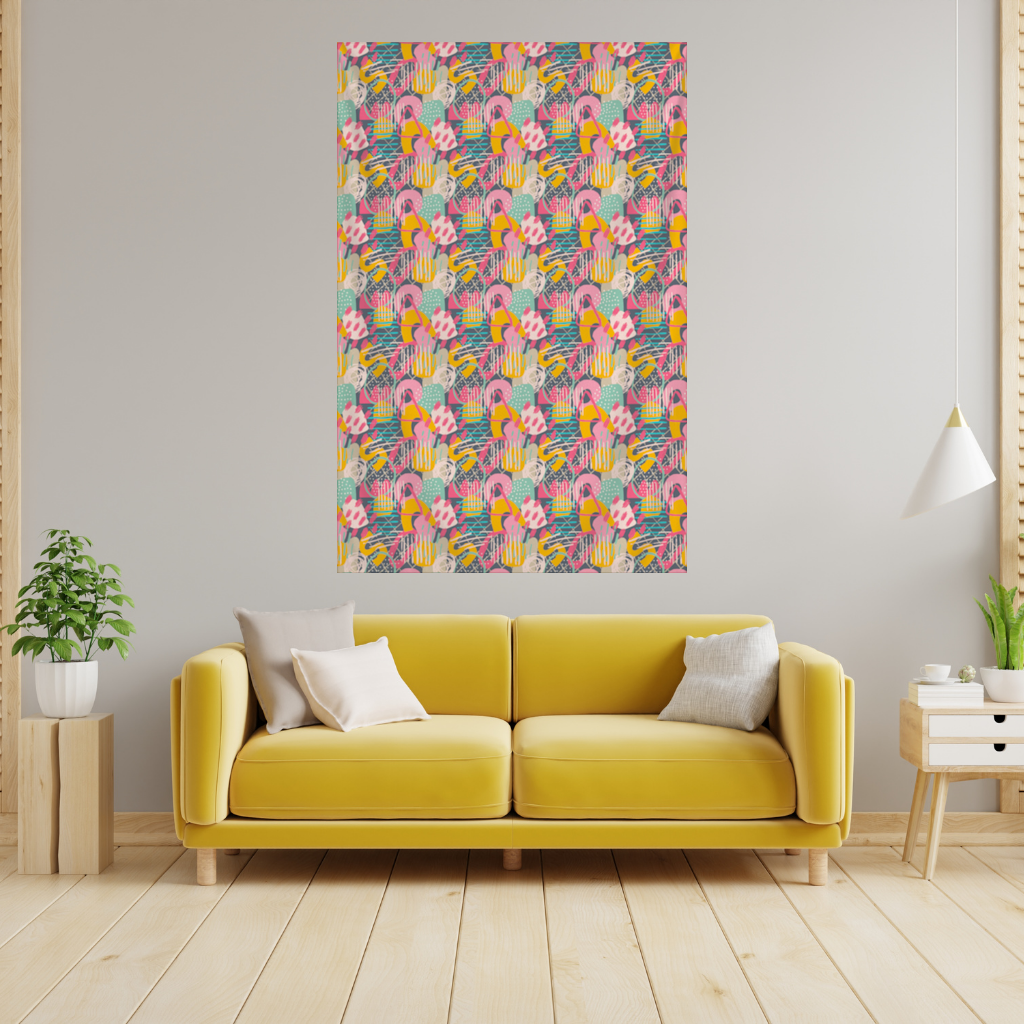 Abstract Geometric Doodle Wall Tapestry