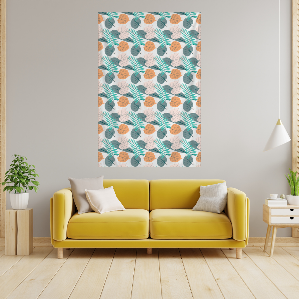 Modern Tropical Leaves Wall Tapestry