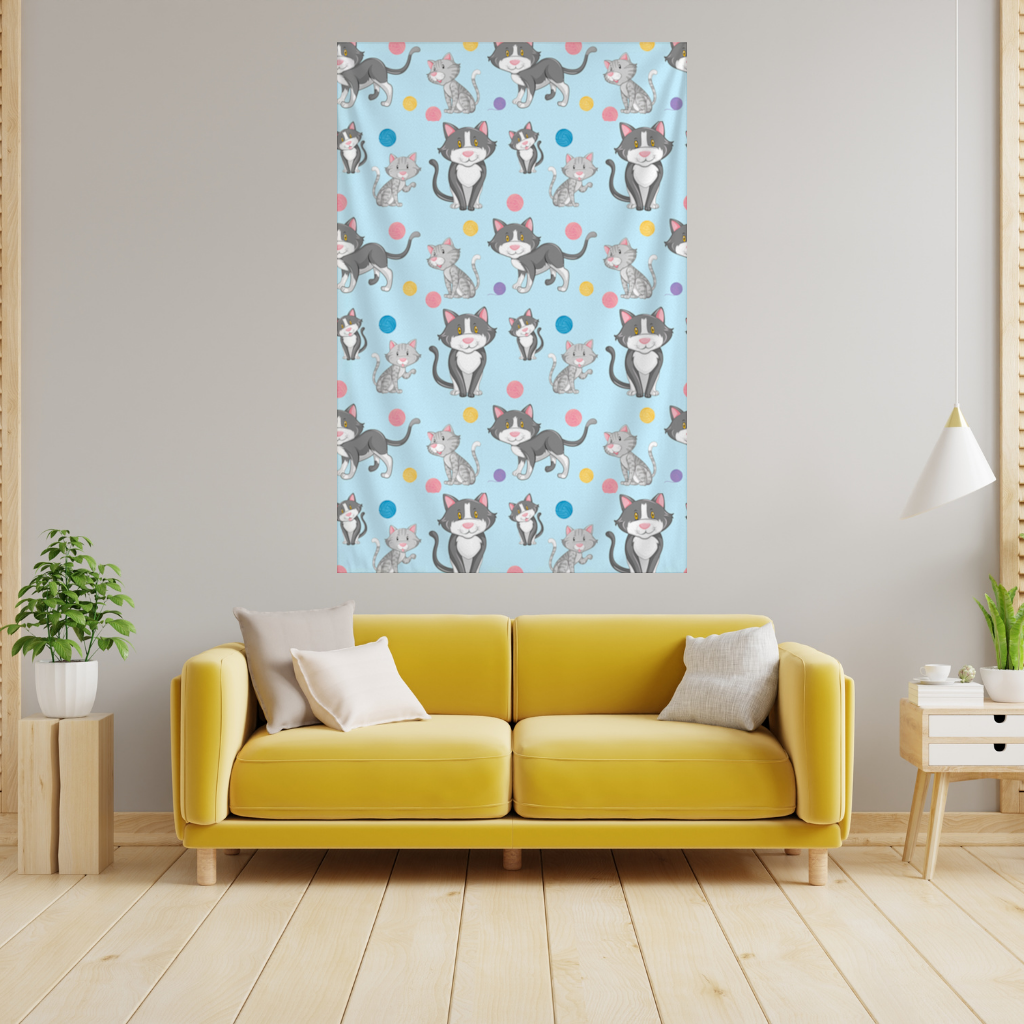 kedi tekrar deseni Duvar Örtüsü